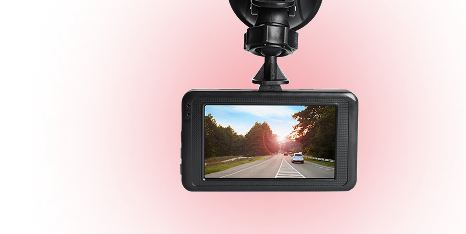 Dash cam mounted in a vehicle